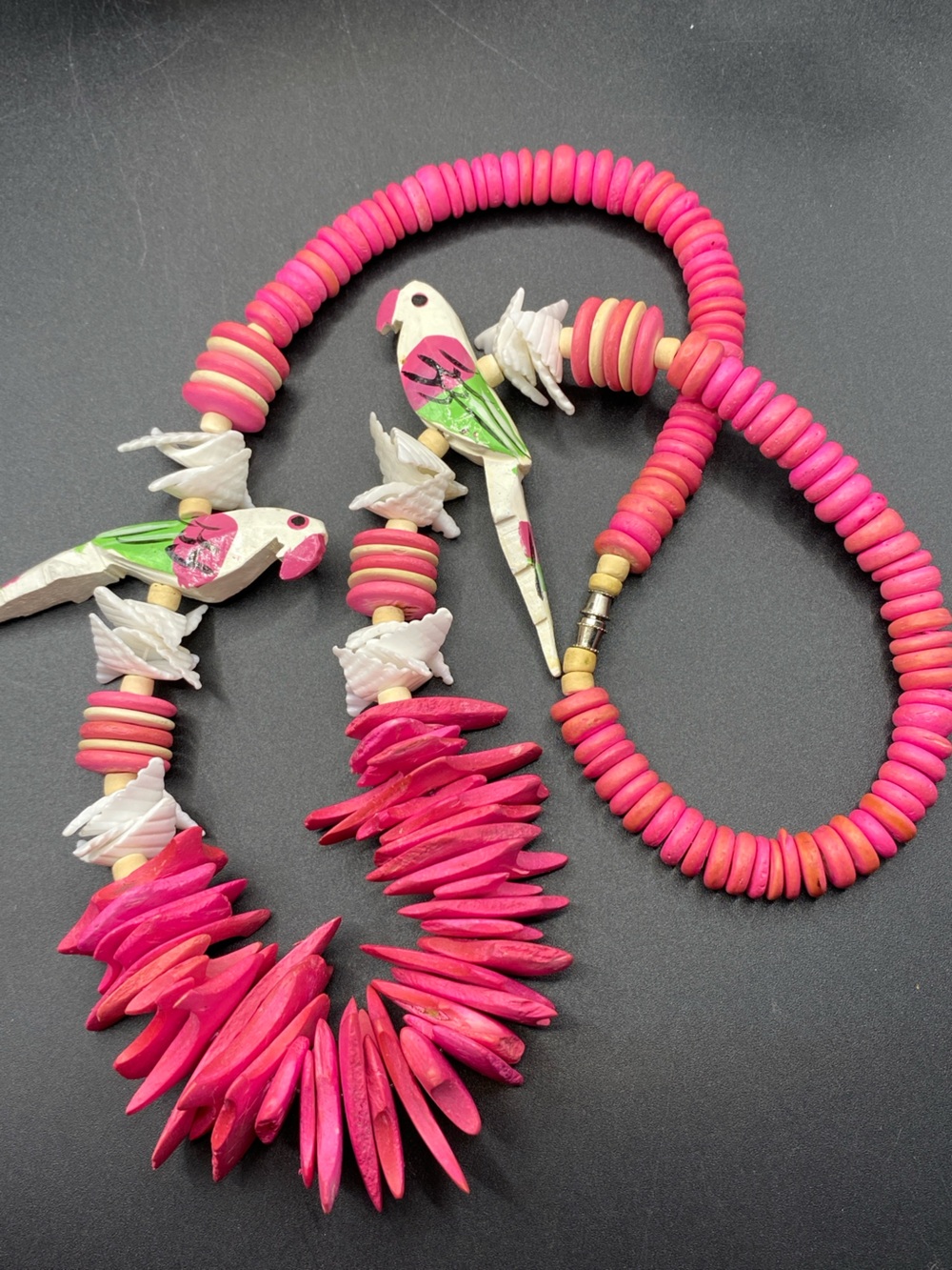 Pink Parrots Wood Beads Party Necklace Margaritaville